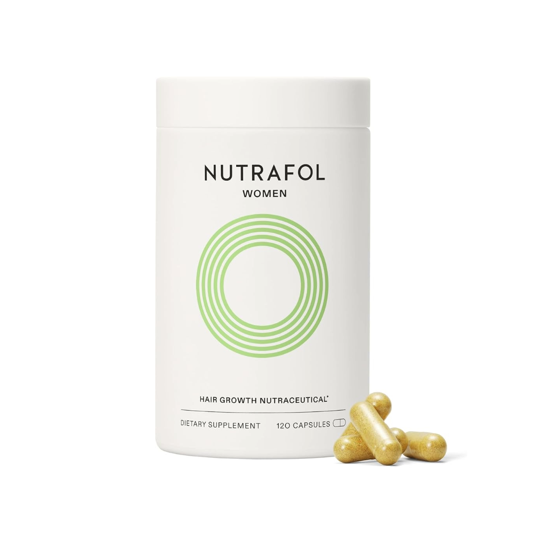 Nutrafol women's hair growth supplement packaging with capsules on a white background